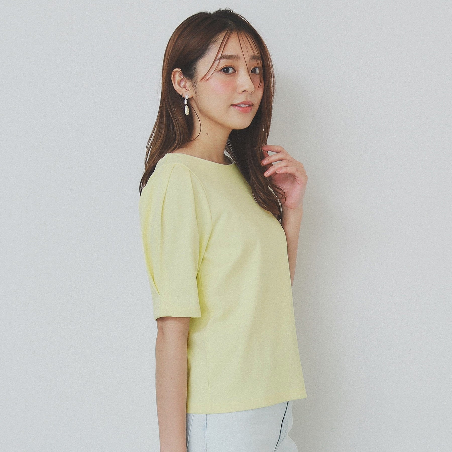 インデックス index コットンスムースタックスリーブトップス【洗濯機可・UVケア・接触冷感】 （ライトイエロー(030)） ライトイエロー(030)