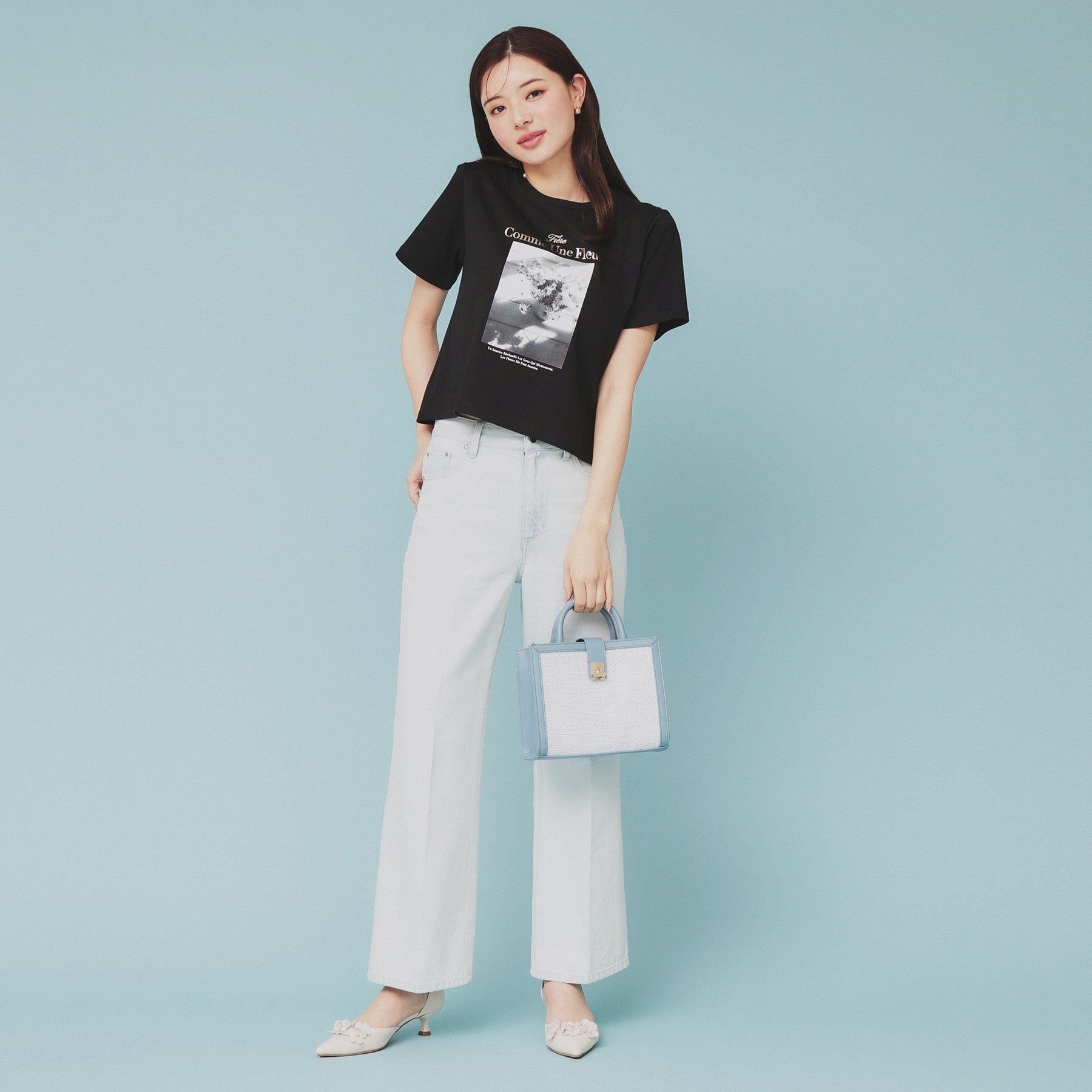 インデックス index 転写箔プリントショート丈Tシャツ【洗濯機可・接触冷感・UVケア】 （ブラック(019)） ブラック(019)