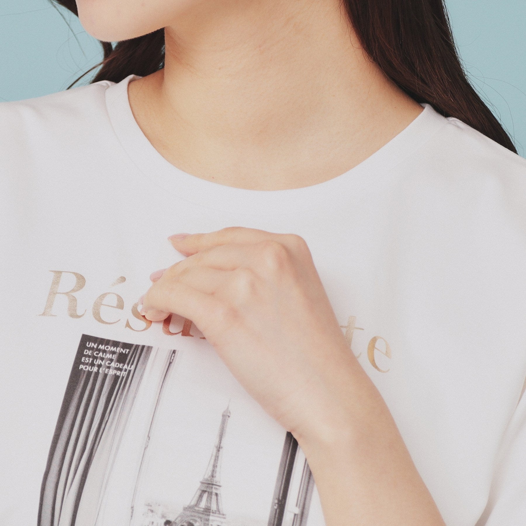 インデックス index 転写箔プリントショート丈Tシャツ【洗濯機可・接触冷感・UVケア】 （ブラック(019)） ブラック(019)