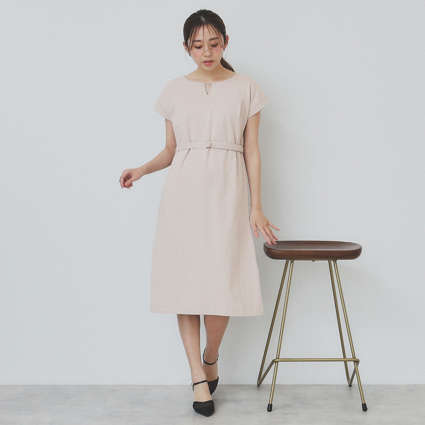 インデックス index 《5color/XS-3Lsize》Iラインシルエットワンピース【洗濯機洗い可/UVケア/接触冷感】 （ブラウン(844)） ブラウン(844)