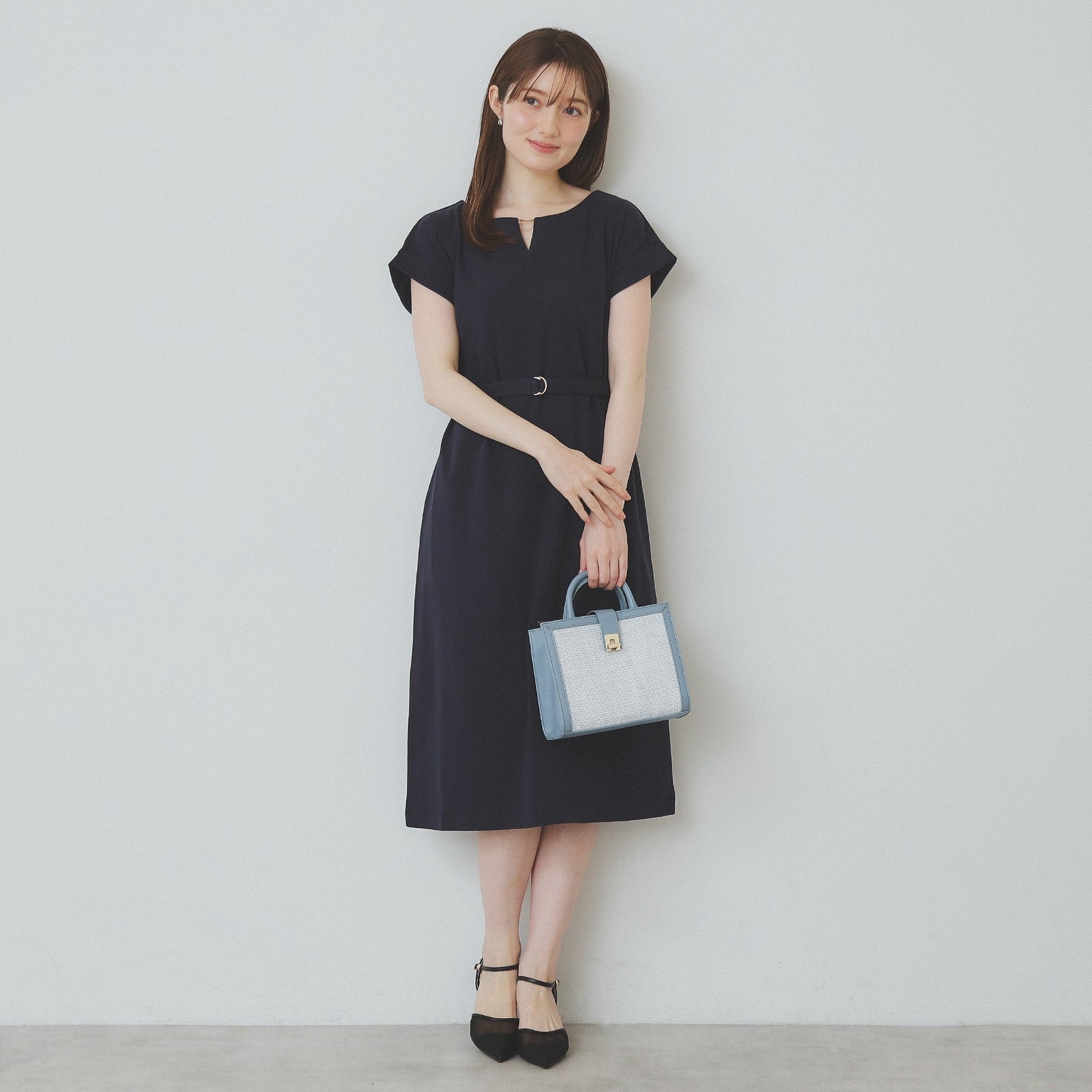 インデックス index 《5color/XS-3Lsize》Iラインシルエットワンピース【洗濯機洗い可/UVケア/接触冷感】 （ブラウン(844)） ブラウン(844)