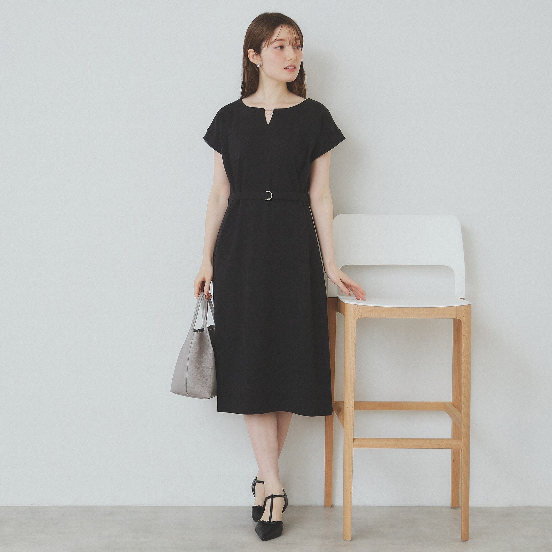 インデックス index 《5color/XS-3Lsize》Iラインシルエットワンピース【洗濯機洗い可/UVケア/接触冷感】 （ブラウン(844)） ブラウン(844)