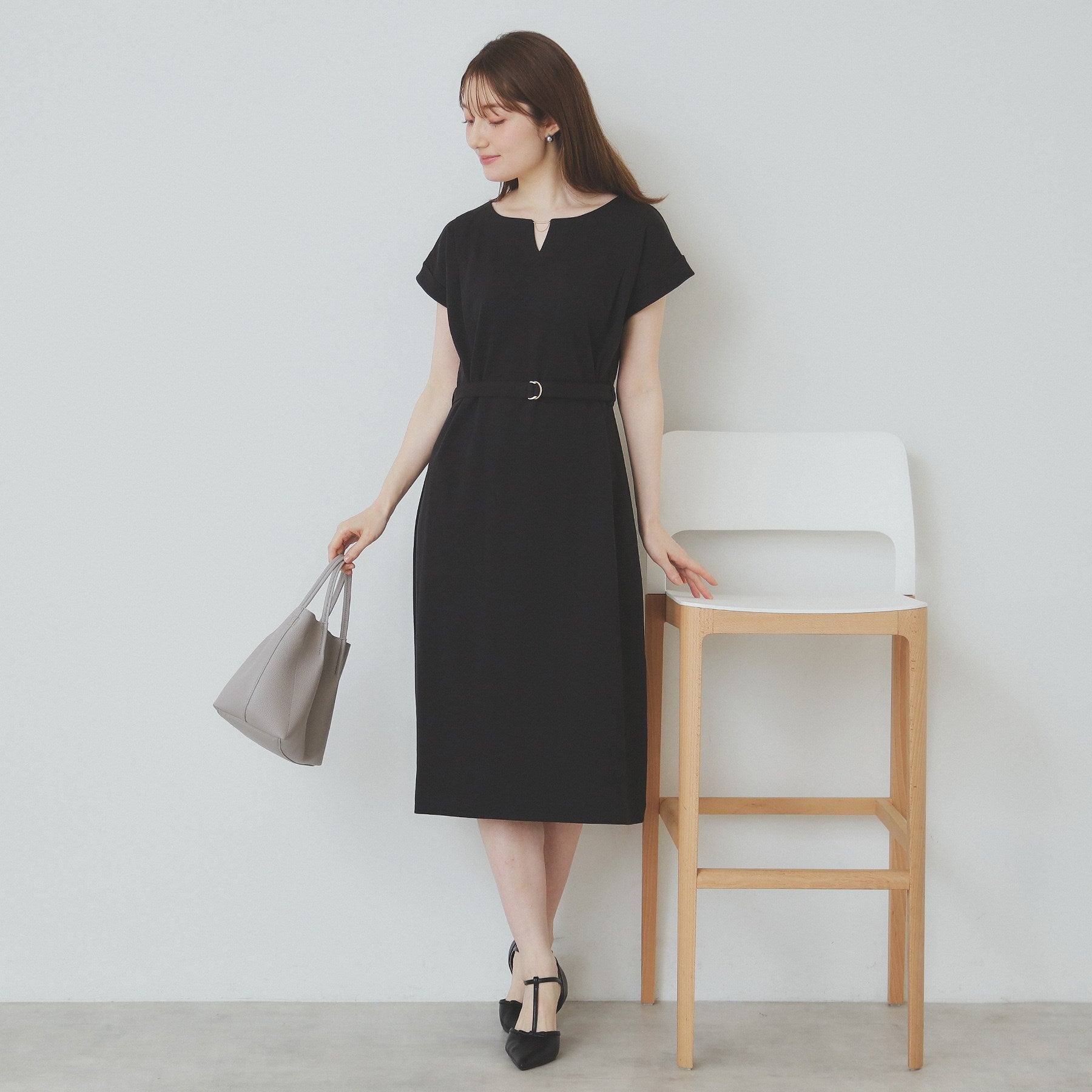 インデックス index 《5color/XS-3Lsize》Iラインシルエットワンピース【洗濯機洗い可/UVケア/接触冷感】 （ブラウン(844)） ブラウン(844)