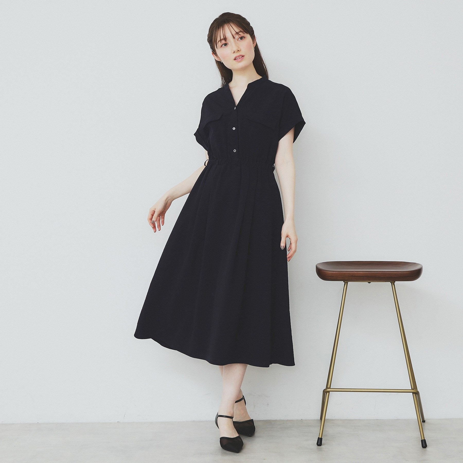 インデックス index 《6color/XS-LLsize》ダブルポケットスキッパーシャツワンピース【洗濯機洗い可/抗ピル/吸水速乾/防シワ】 （グレージュ(850)） グレージュ(850)