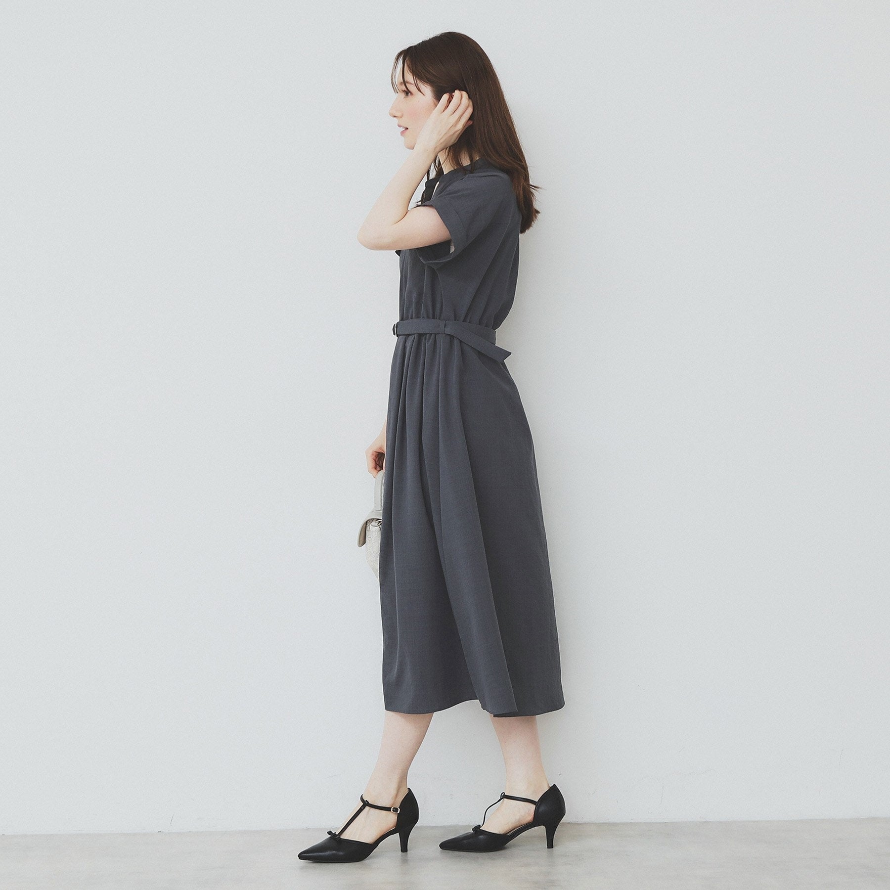 インデックス index 《6color/XS-LLsize》ダブルポケットスキッパーシャツワンピース【洗濯機洗い可/抗ピル/吸水速乾/防シワ】 （グレージュ(850)） グレージュ(850)