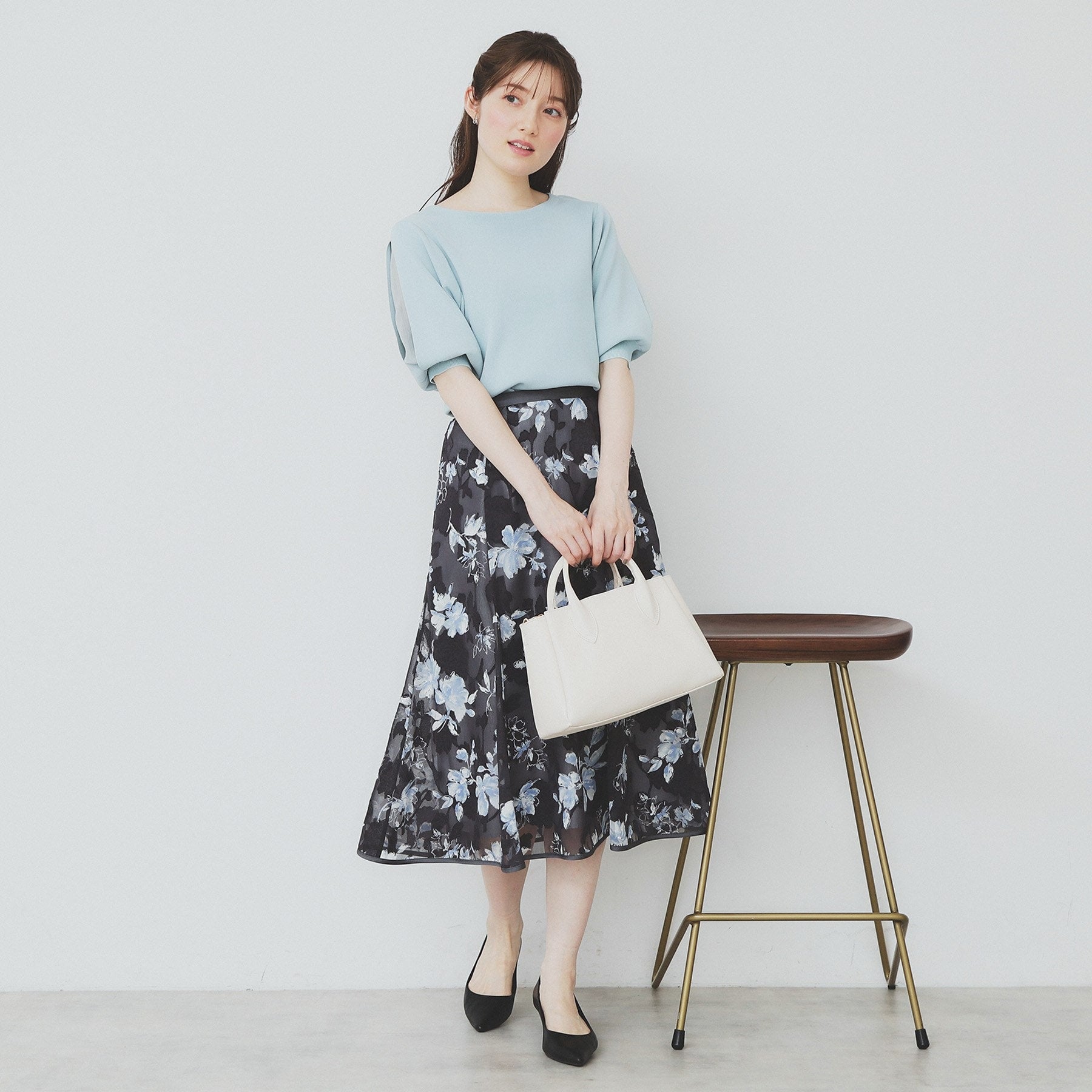 インデックス index 《6color/XS-LLsize》ドライタッチ デザインスリーブニット【洗濯機洗い可/接触冷感/抗ピル】 （ブラウン(044)） ブラウン(044)