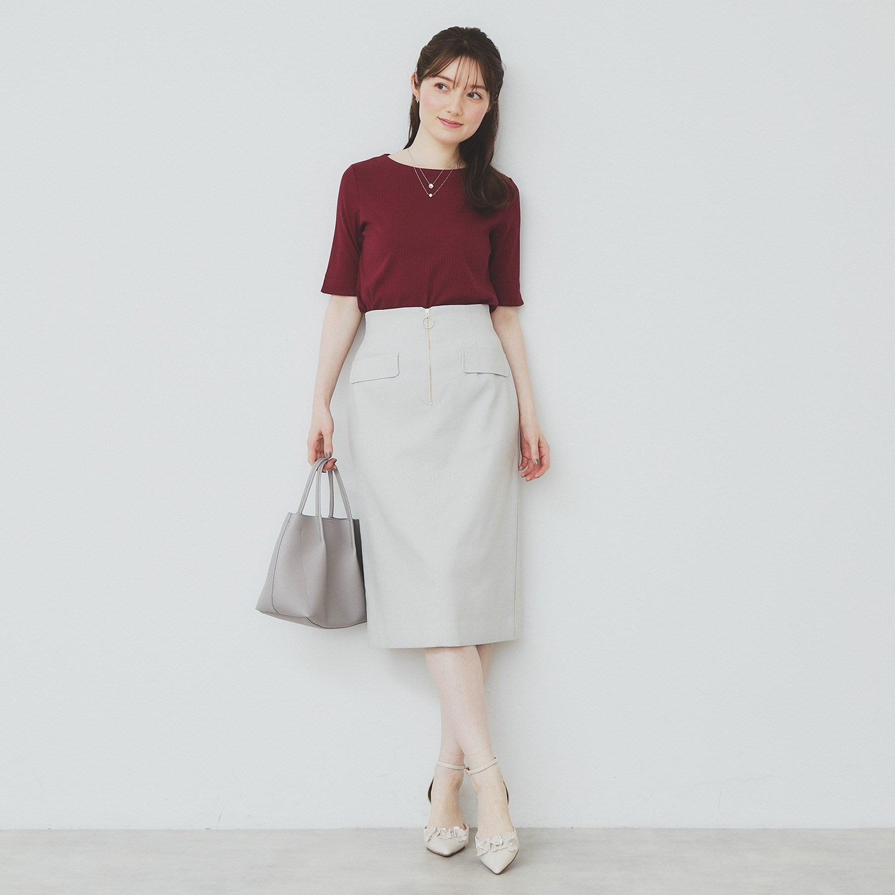 インデックス index 《7color/XS-LLsize》ボートネックリブトップス【UV/洗濯機洗い可】 （チャコールグレー(014)） チャコールグレー(014)