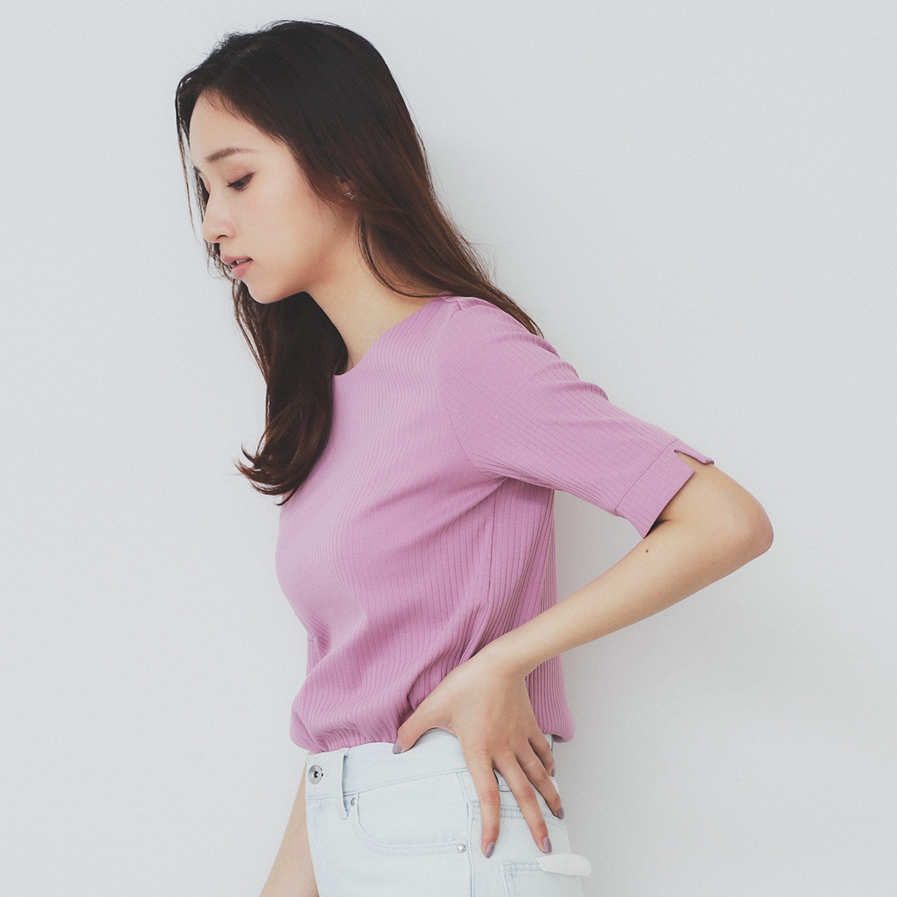 インデックス index 《7color/XS-LLsize》ボートネックリブトップス【UV/洗濯機洗い可】 （チャコールグレー(014)） チャコールグレー(014)
