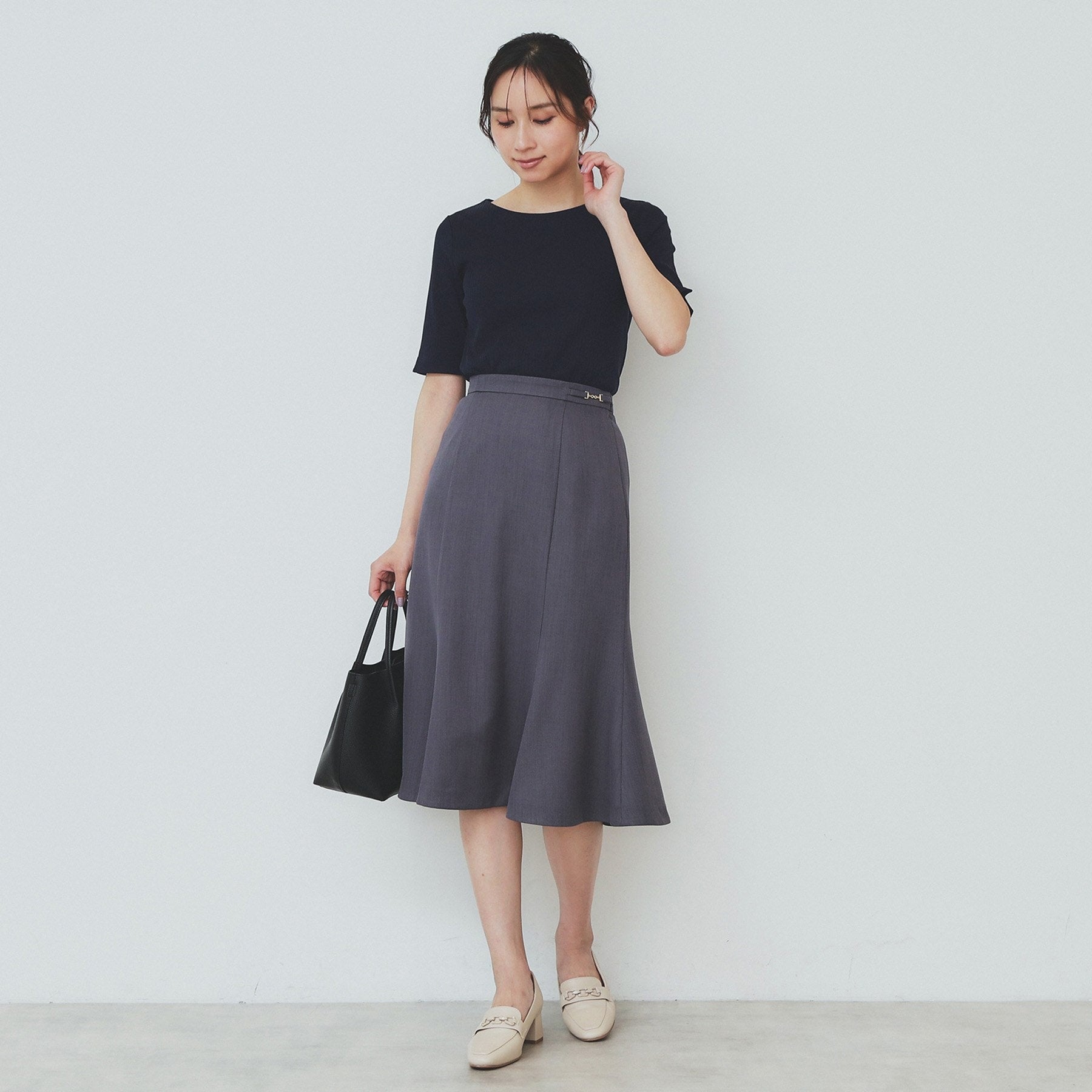 インデックス index 《7color/XS-LLsize》ボートネックリブトップス【UV/洗濯機洗い可】 （チャコールグレー(014)） チャコールグレー(014)