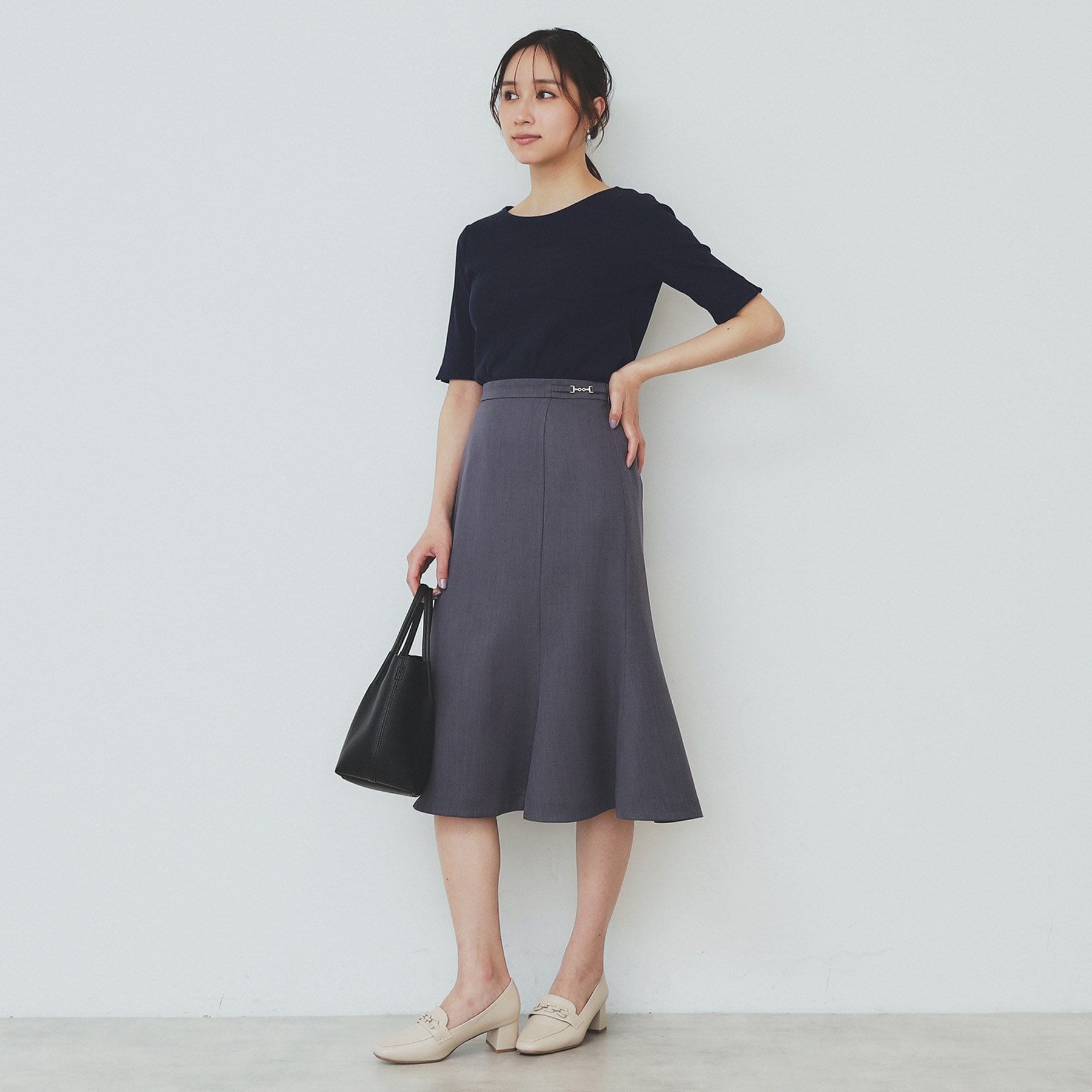インデックス index 《7color/XS-LLsize》ボートネックリブトップス【UV/洗濯機洗い可】 （チャコールグレー(014)） チャコールグレー(014)