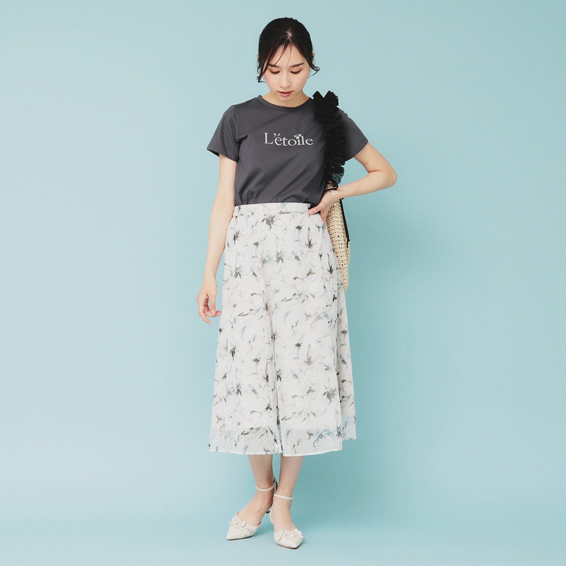 インデックス index コットン混ビジューTシャツ【洗濯機可・接触冷感・UVケア・吸水速乾・汗ジミ防止】 （オフホワイト(003)） オフホワイト(003)