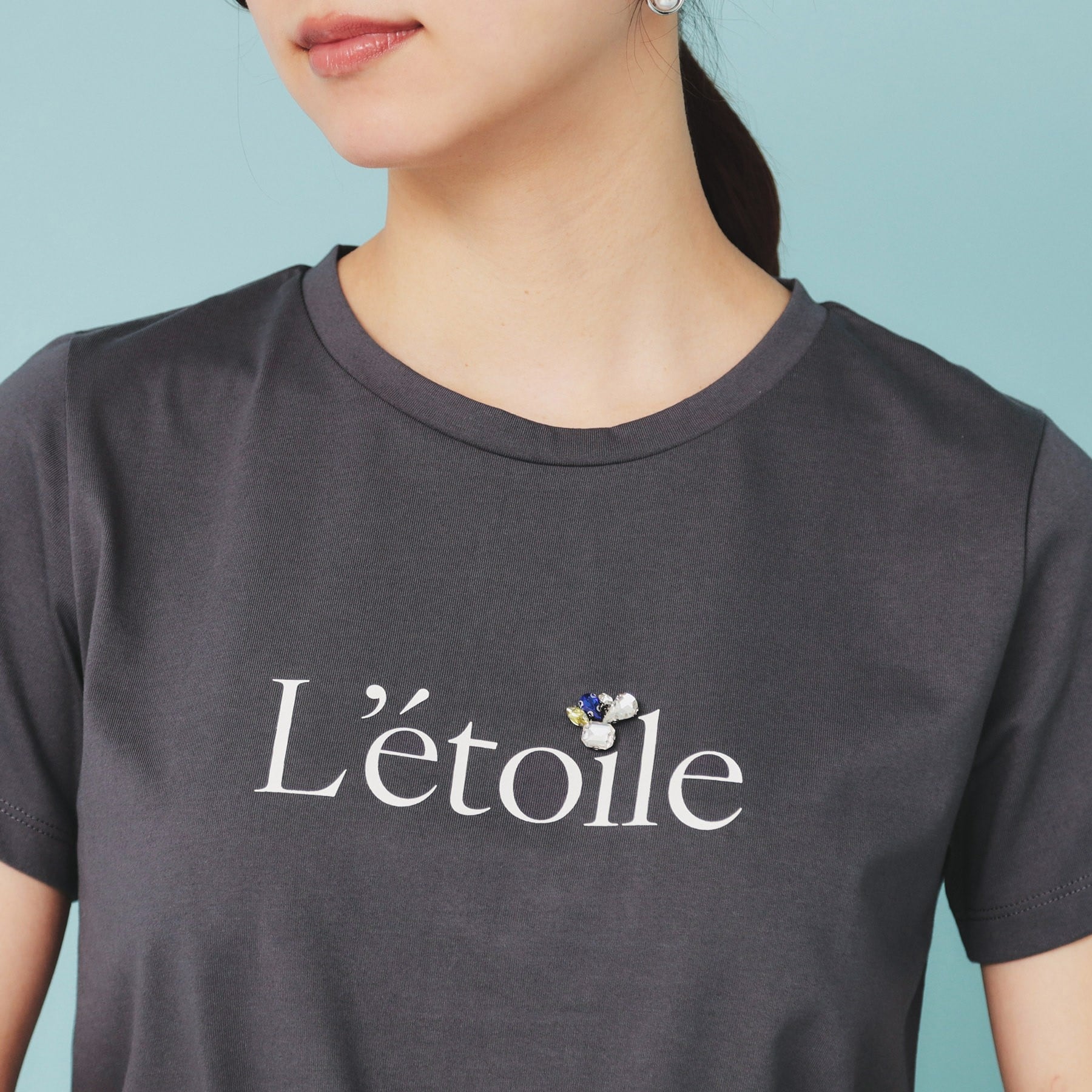インデックス index コットン混ビジューTシャツ【洗濯機可・接触冷感・UVケア・吸水速乾・汗ジミ防止】 （オフホワイト(003)） オフホワイト(003)