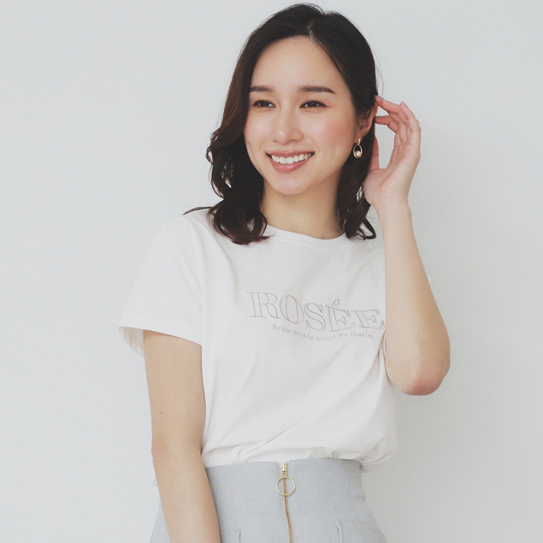 インデックス index クールタッチ フロントロゴ刺繍Tシャツ【洗濯機可・接触冷感・UV】 （ホワイト(802)） ホワイト(802)