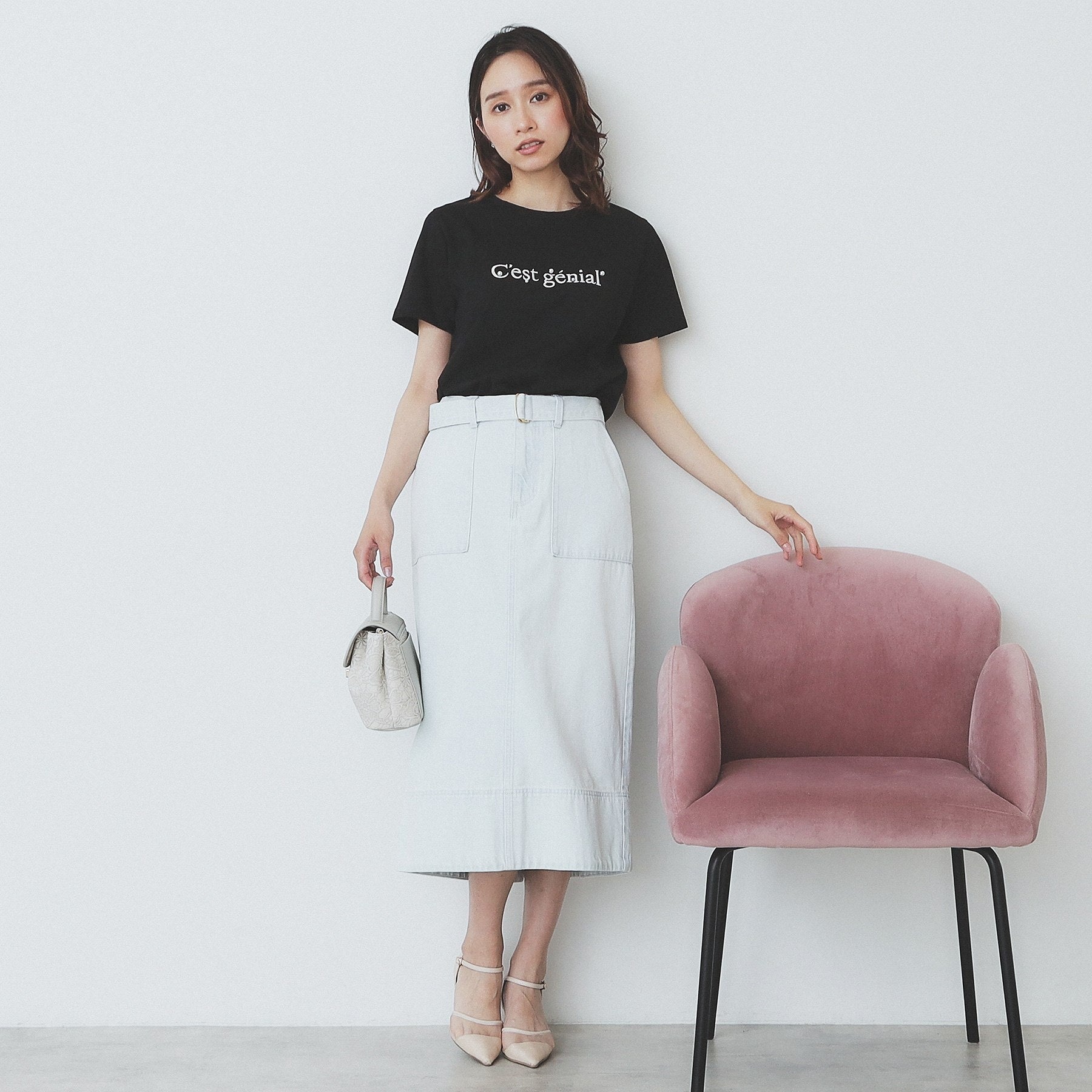 インデックス index 刺繍ロゴパール調Tシャツ【洗濯機可・汗ジミ防止・吸水速乾・接触冷感・UVケア】 （オフホワイト(003)） オフホワイト(003)