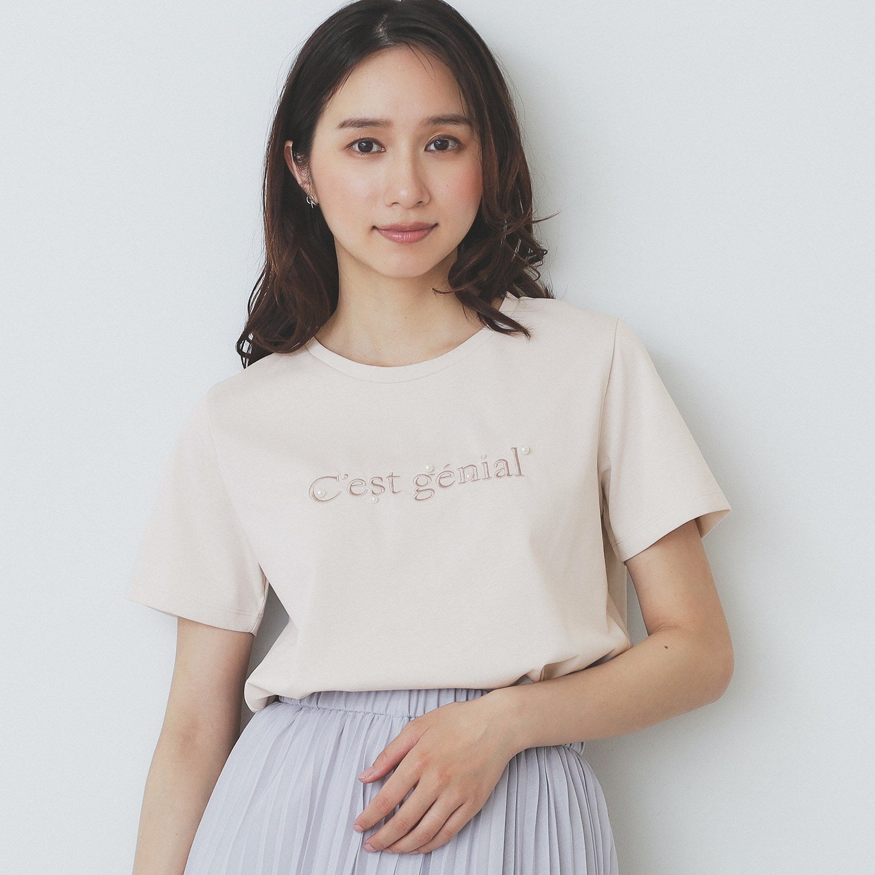 インデックス index 刺繍ロゴパール調Tシャツ【洗濯機可・汗ジミ防止・吸水速乾・接触冷感・UVケア】 （オフホワイト(003)） オフホワイト(003)