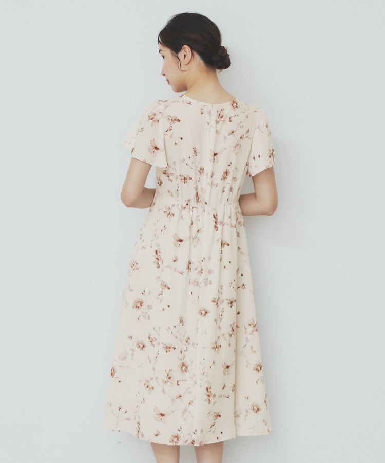 インデックス index カシュクールフラワーフレアスリーブワンピース【洗濯機可】 （ライトベージュ(151)） ライトベージュ(151)
