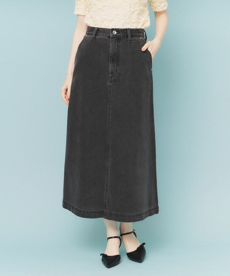 インデックス index セルロース混デニムAラインロングスカート【洗濯機可】 （ブルー(091)） ブルー(091)