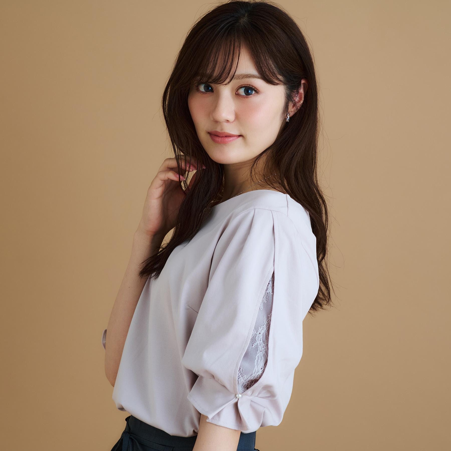 インデックス index レースドッキングスリーブトップス【洗濯機洗い可/UVケア】 （オフホワイト(003)） オフホワイト(003)
