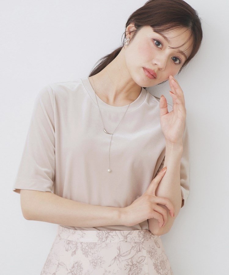 インデックス index ベロアボクシーTシャツ【洗濯機可】 （チャコールグレー(014)） チャコールグレー(014)