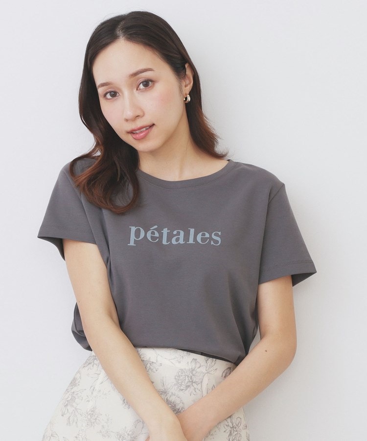 インデックス index C100ペタルフロッキーロゴTシャツ【洗濯機可・接触冷感・UVケア】 （チャコールグレー(014)） チャコールグレー(014)