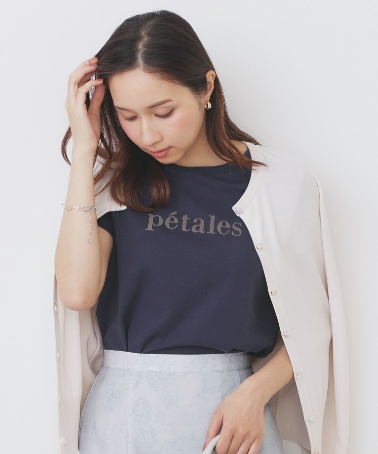 インデックス index C100ペタルフロッキーロゴTシャツ【洗濯機可・接触冷感・UVケア】 （チャコールグレー(014)） チャコールグレー(014)