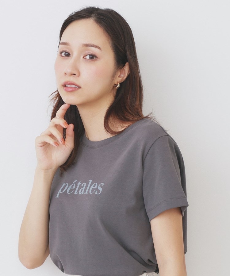インデックス index C100ペタルフロッキーロゴTシャツ【洗濯機可・接触冷感・UVケア】 （チャコールグレー(014)） チャコールグレー(014)