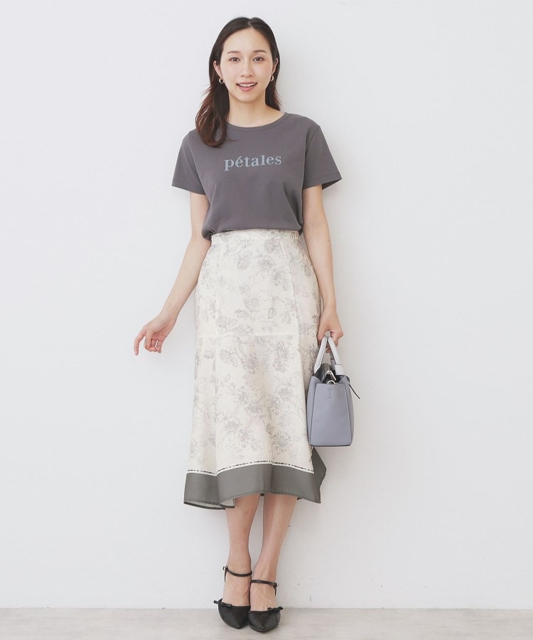 インデックス index C100ペタルフロッキーロゴTシャツ【洗濯機可・接触冷感・UVケア】 （チャコールグレー(014)） チャコールグレー(014)