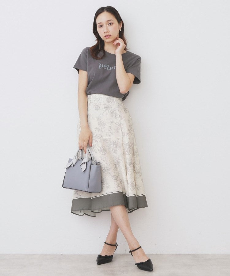 インデックス index C100ペタルフロッキーロゴTシャツ【洗濯機可・接触冷感・UVケア】 （チャコールグレー(014)） チャコールグレー(014)
