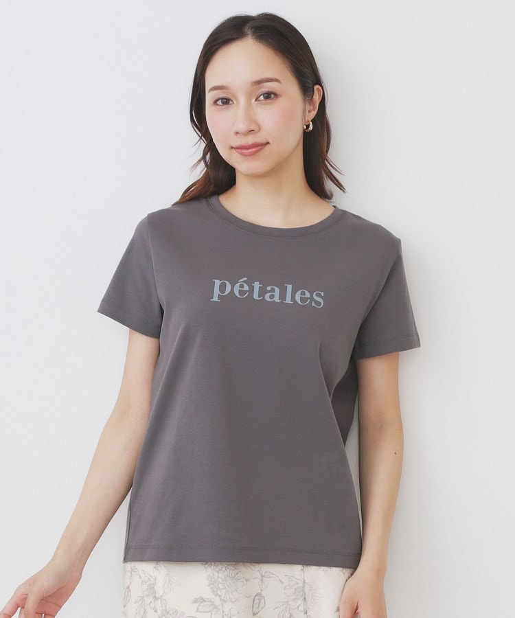 インデックス index C100ペタルフロッキーロゴTシャツ【洗濯機可・接触冷感・UVケア】 （チャコールグレー(014)） チャコールグレー(014)