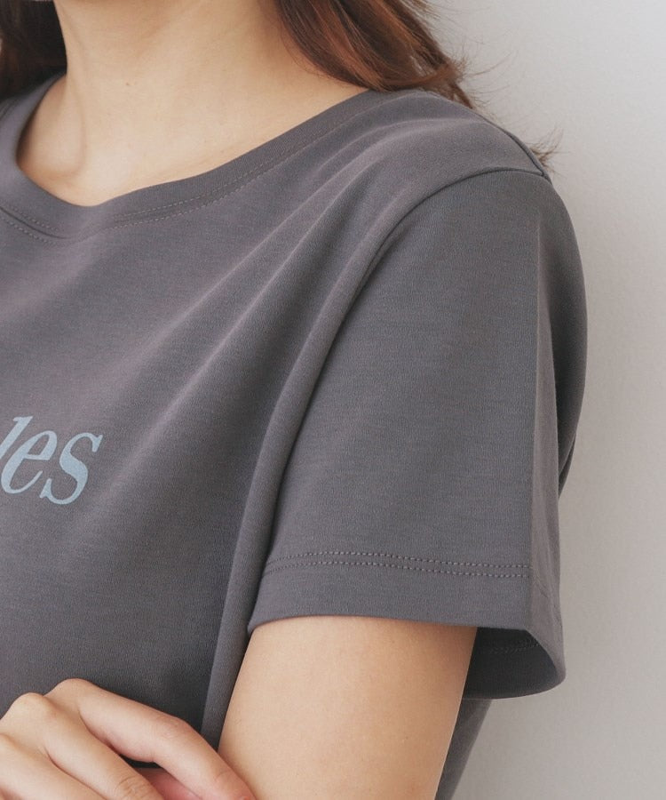 インデックス index C100ペタルフロッキーロゴTシャツ【洗濯機可・接触冷感・UVケア】 （チャコールグレー(014)） チャコールグレー(014)