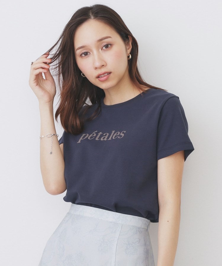 インデックス index C100ペタルフロッキーロゴTシャツ【洗濯機可・接触冷感・UVケア】 （チャコールグレー(014)） チャコールグレー(014)