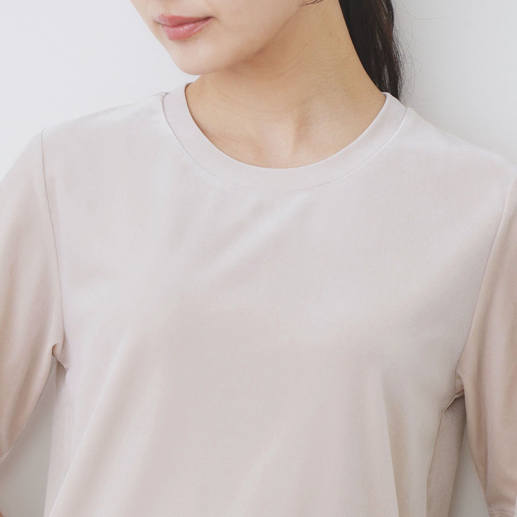 インデックス index ベロアボクシーTシャツ【洗濯機可】 （グレージュ(050)） グレージュ(050)