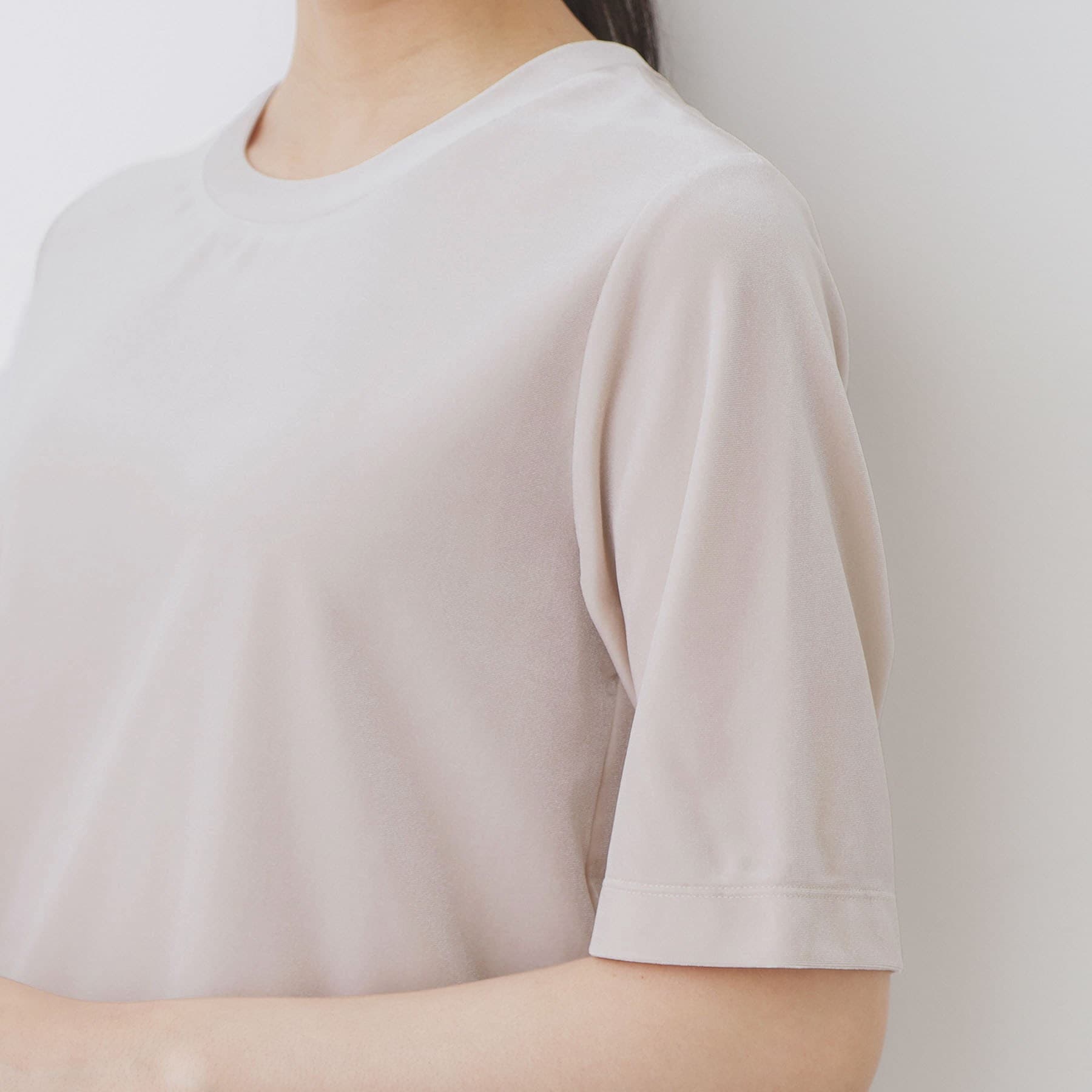 インデックス index ベロアボクシーTシャツ【洗濯機可】 （グレージュ(050)） グレージュ(050)