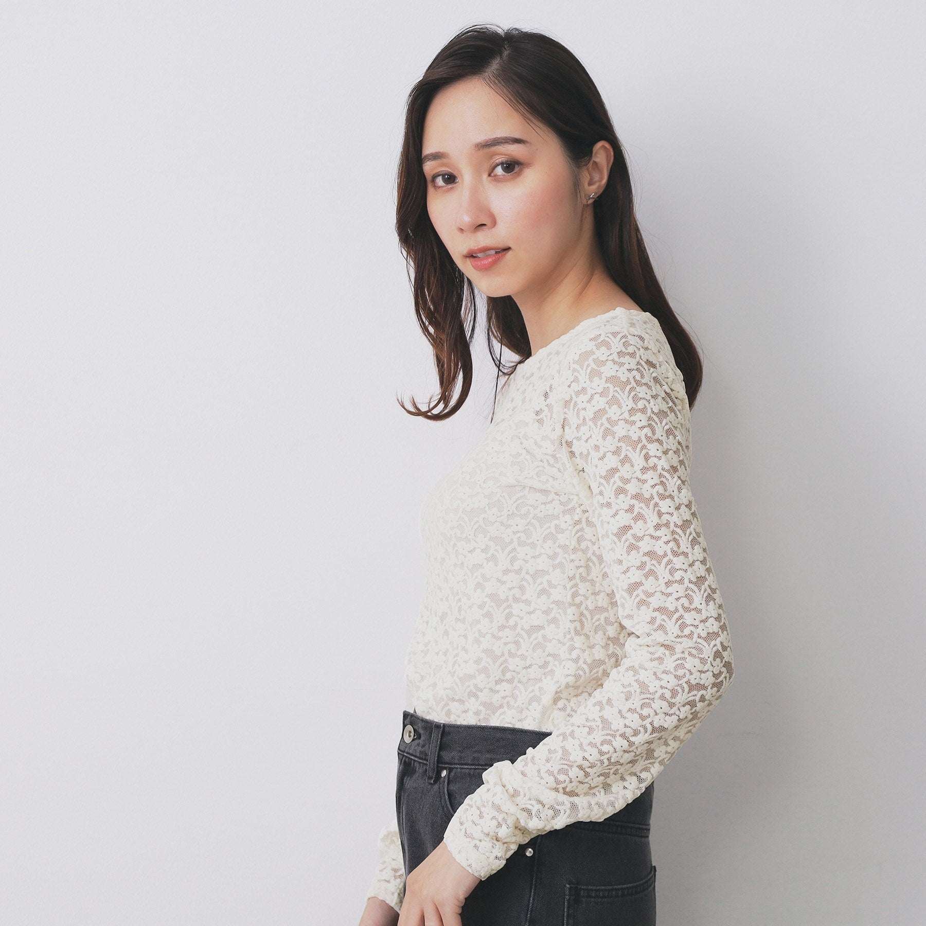 index index mall race sheer tops [machine washable]