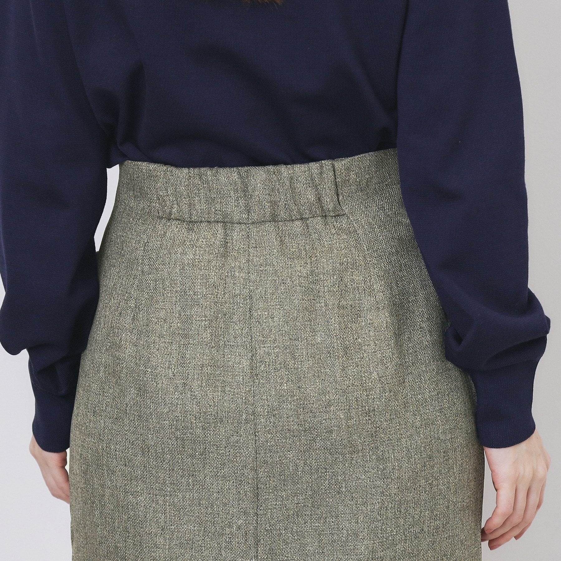 インデックス index ツイード調フロントジップタイトスカート【洗濯機可・防シワ】 （チャコールグレー(014)） チャコールグレー(014)