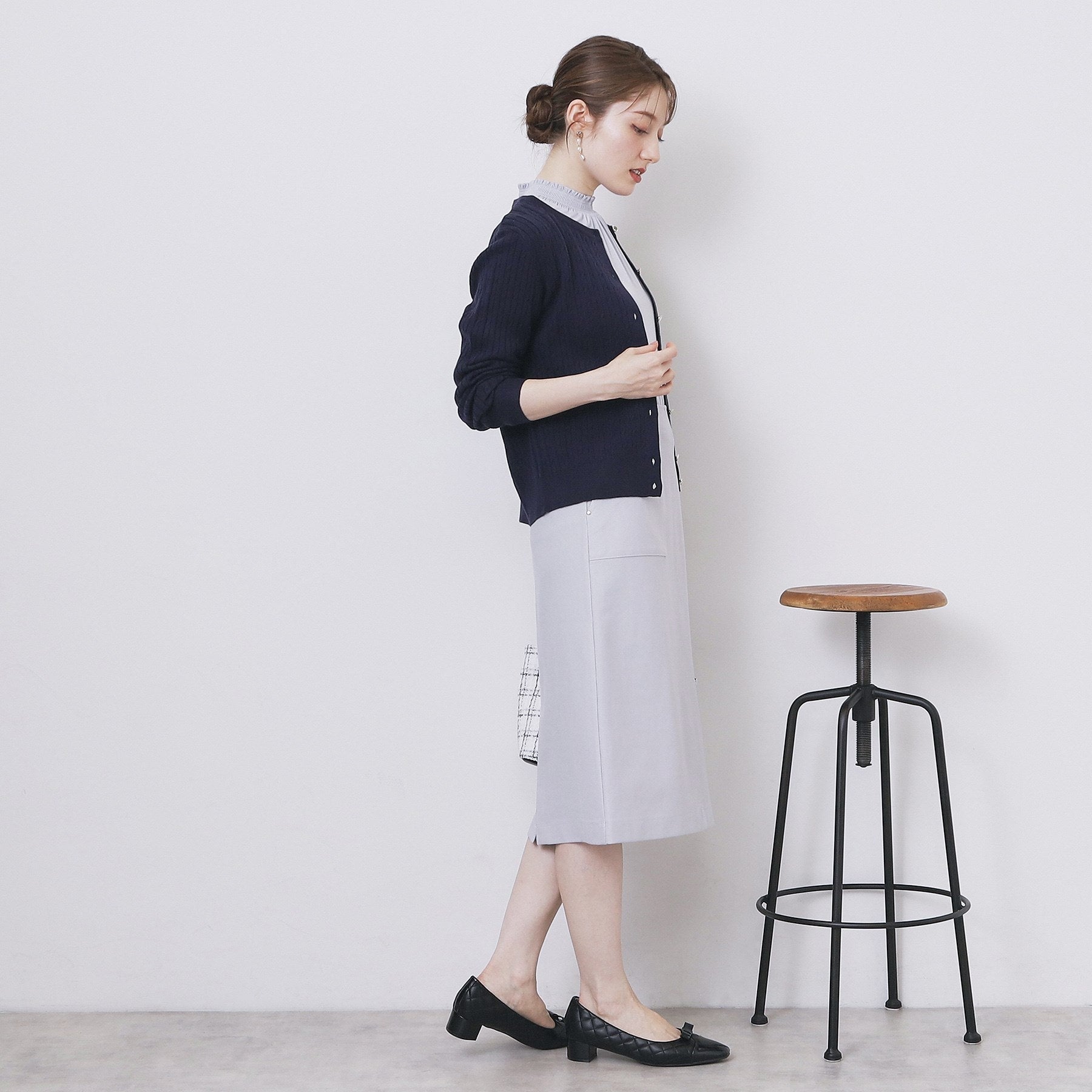 インデックス index ケーブルクルーネックカーディガン【洗濯機可】 （オフホワイト(003)） オフホワイト(003)