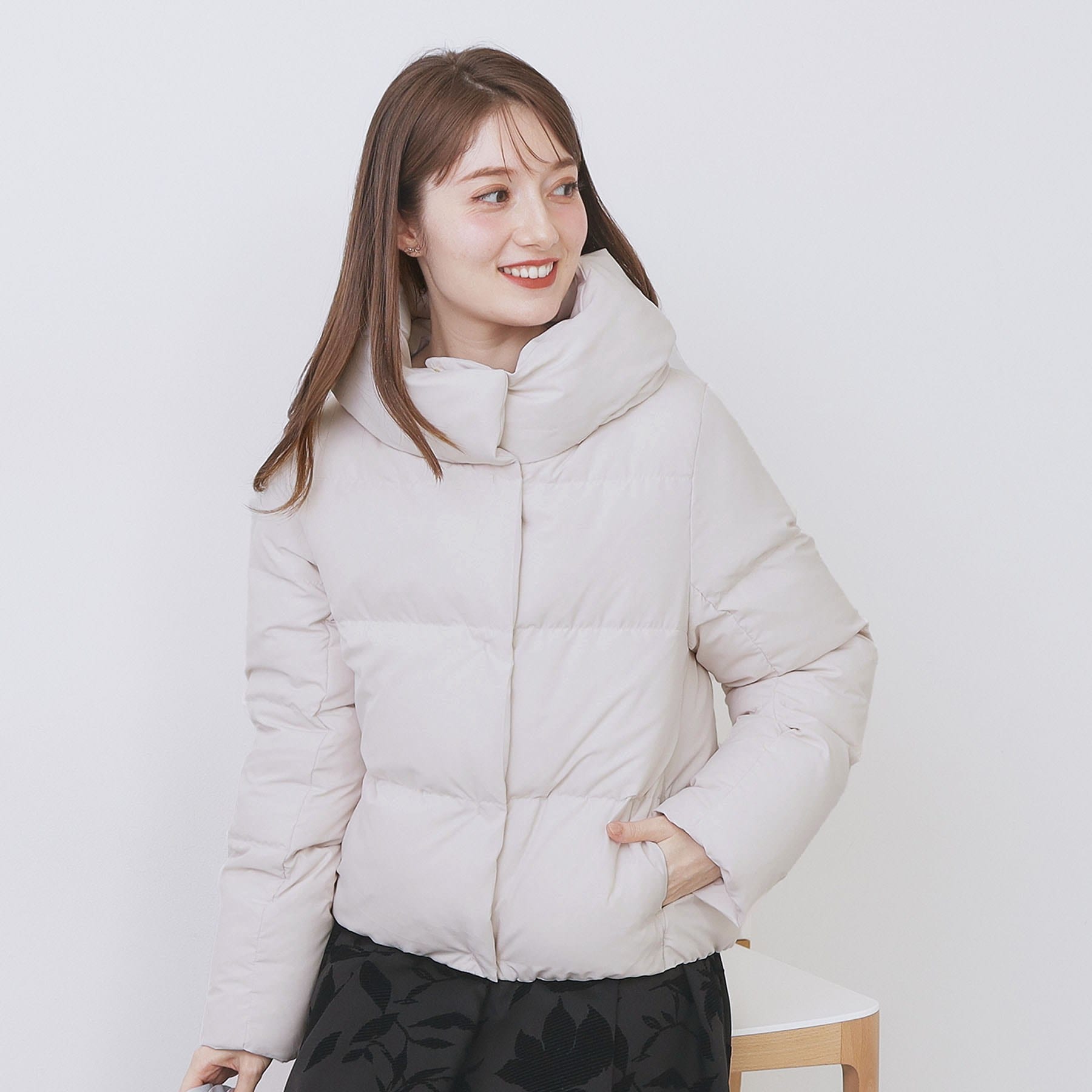 インデックス index KAWADAダウンショートコート【撥水/洗える/静電気防止裏地】《XS～LL》 （グレージュ(050)） グレージュ(050)