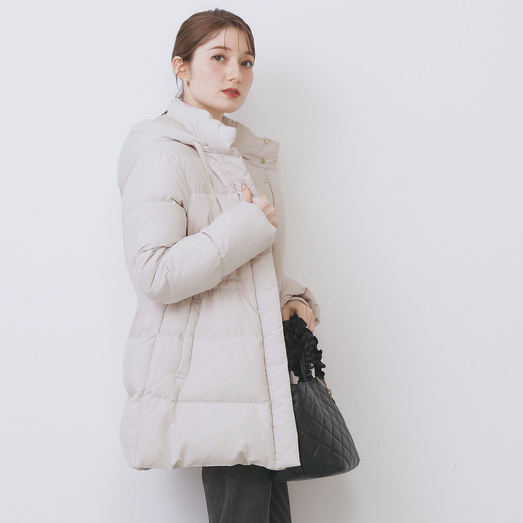 インデックス index KAWADAダウンドロストミドルコート【撥水/洗える/2WAY/静電気防止裏地】 （アイボリー(804)） アイボリー(804)