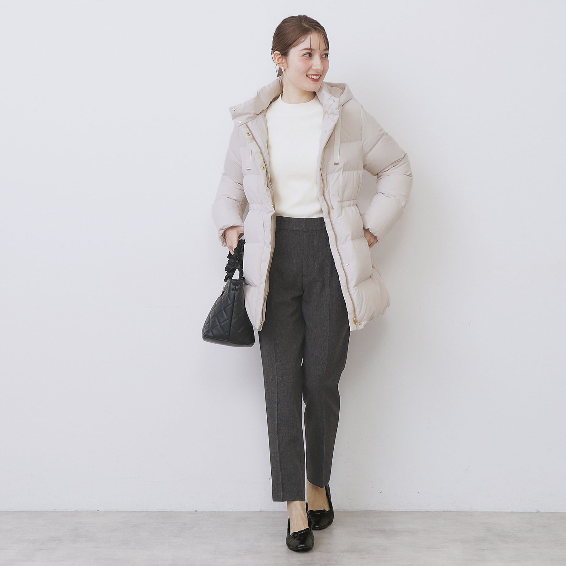 インデックス index KAWADAダウンドロストミドルコート【撥水/洗える/2WAY/静電気防止裏地】 （アイボリー(804)） アイボリー(804)