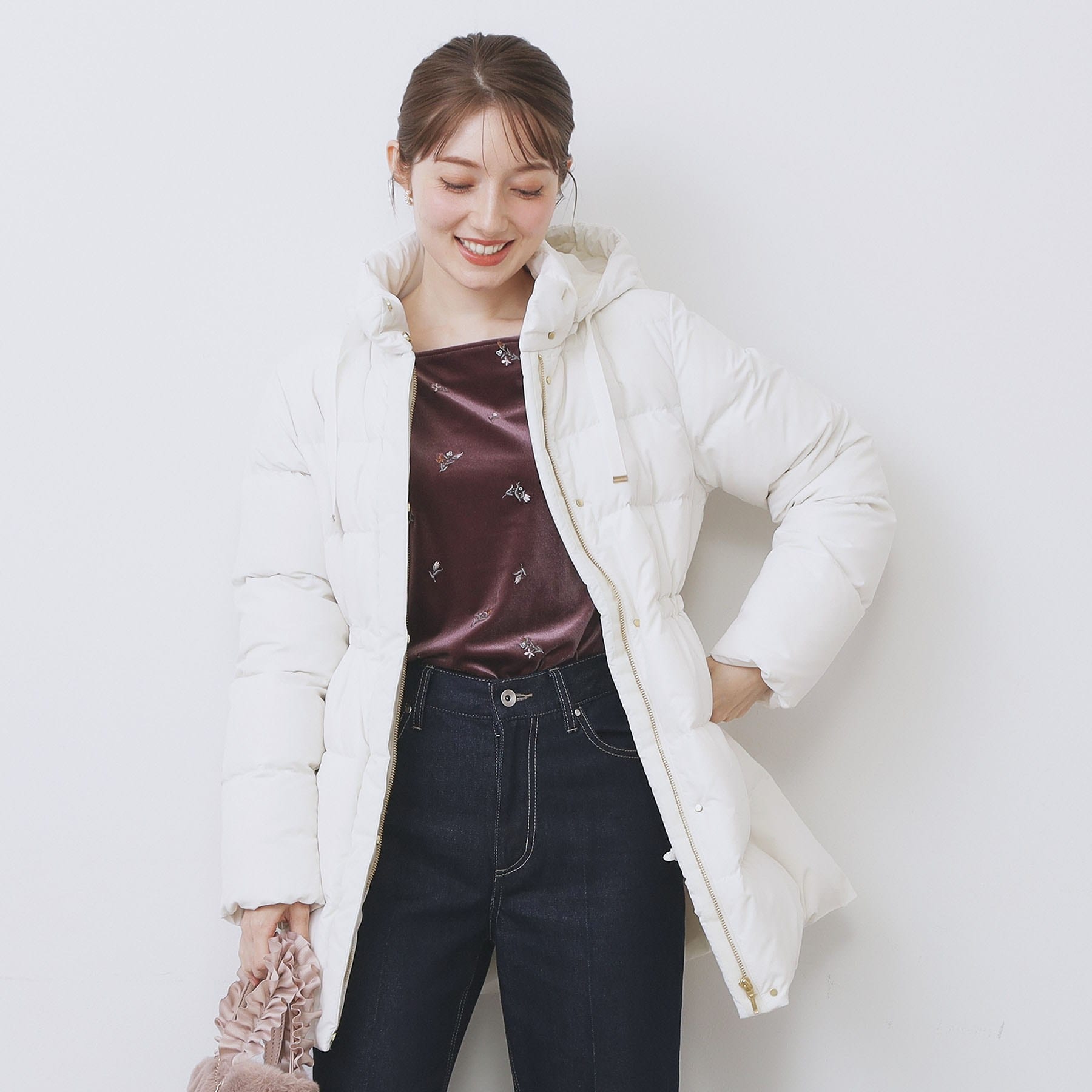 インデックス index KAWADAダウンドロストミドルコート【撥水/洗える/2WAY/静電気防止裏地】 （アイボリー(804)） アイボリー(804)