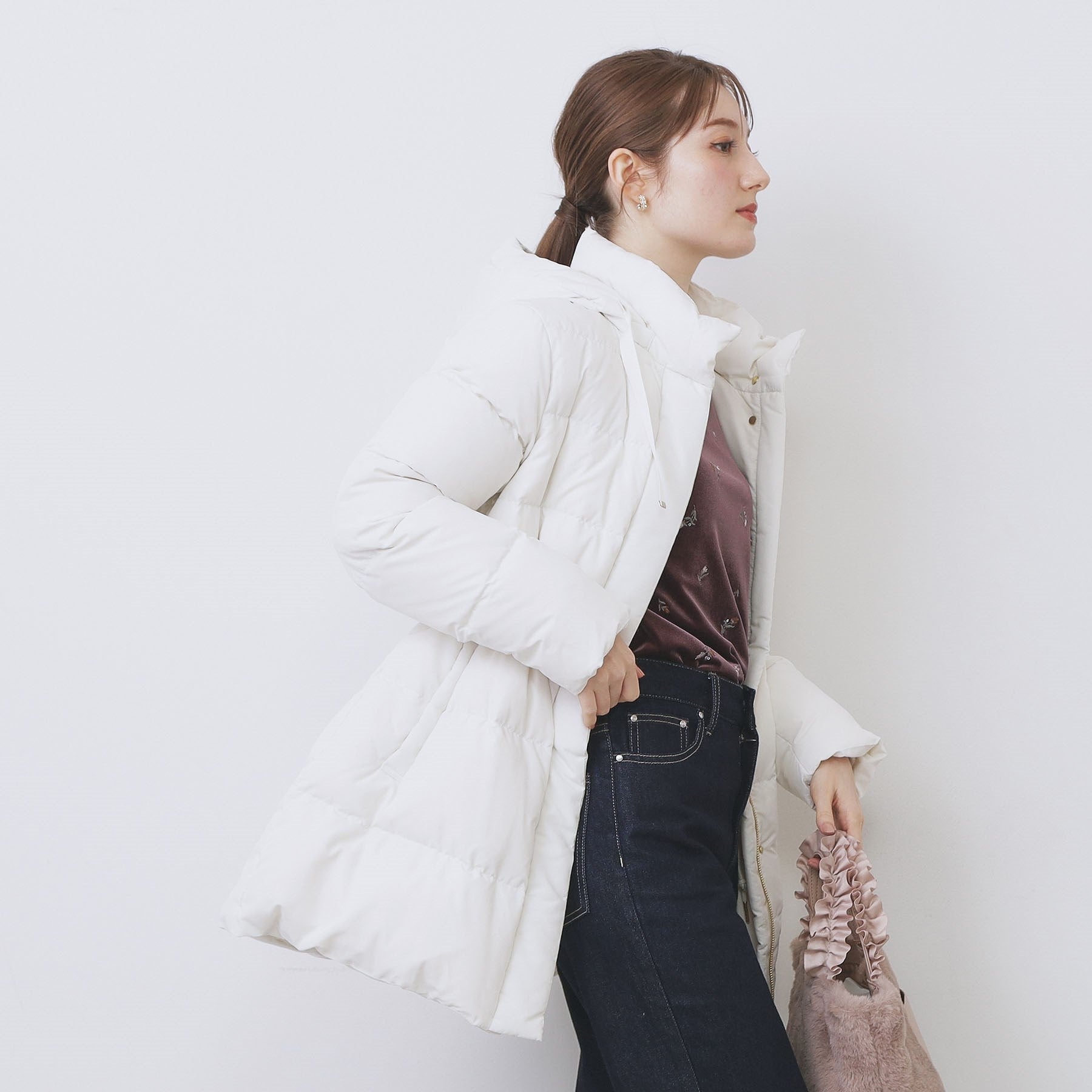 インデックス index KAWADAダウンドロストミドルコート【撥水/洗える/2WAY/静電気防止裏地】 （アイボリー(804)） アイボリー(804)