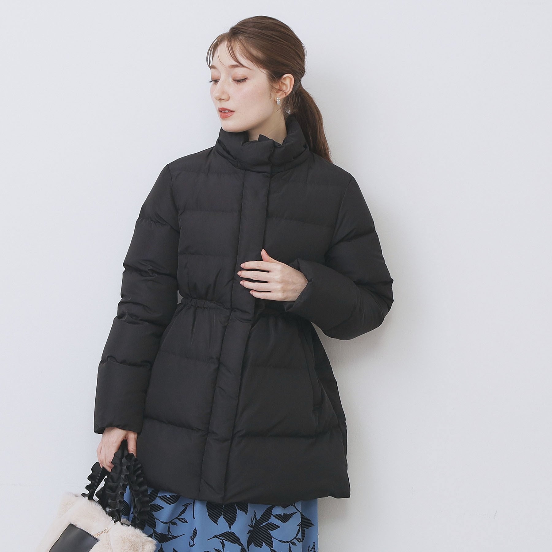 インデックス index KAWADAダウンドロストミドルコート【撥水/洗える/2WAY/静電気防止裏地】 （ブラック(019)） ブラック(019)