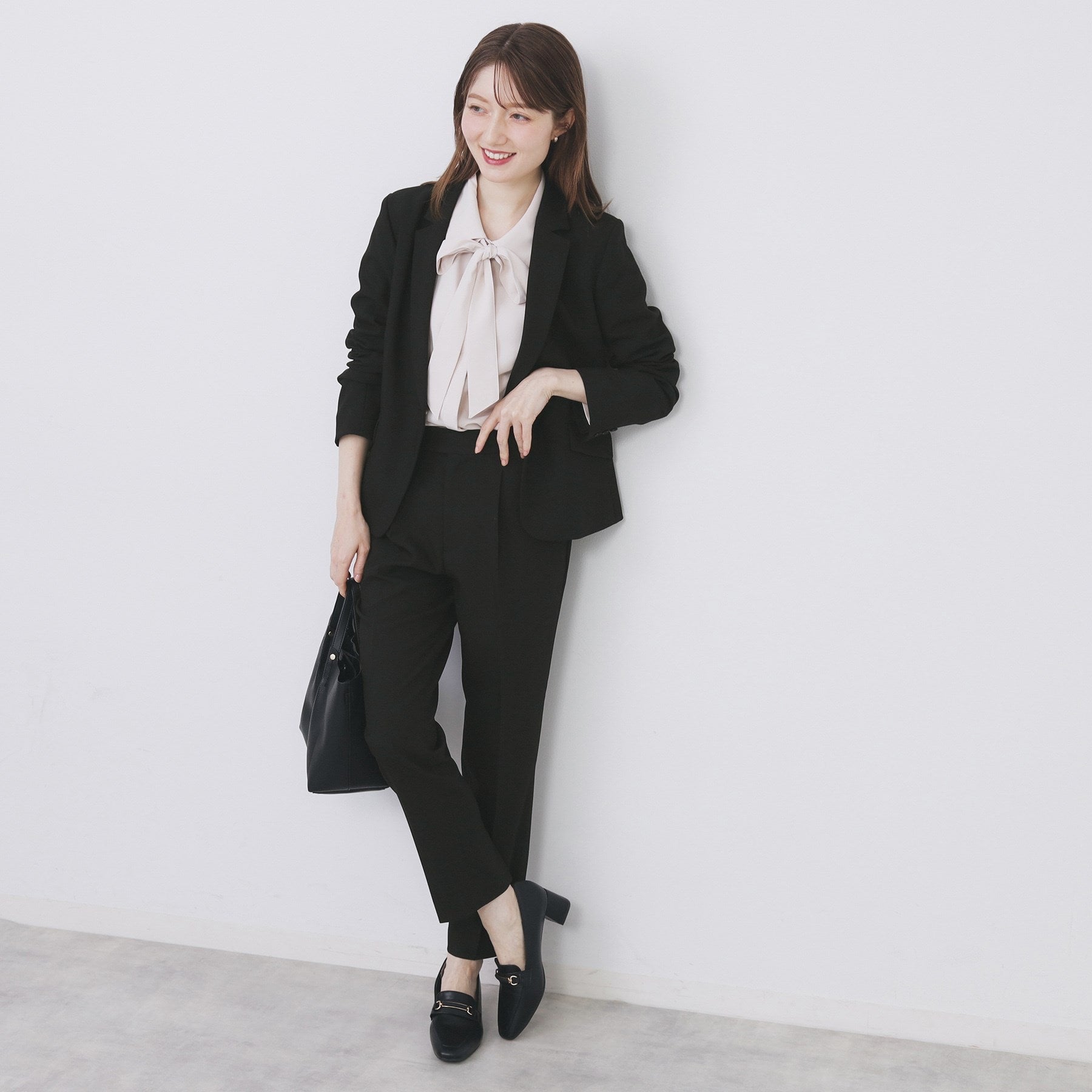 インデックス index セットアップ対応 選べる丈 ストレッチダブルクロステーパードパンツ【洗濯機可・防シワ・ストレッチ】 （ライトベージュ(051)） ライトベージュ(051)