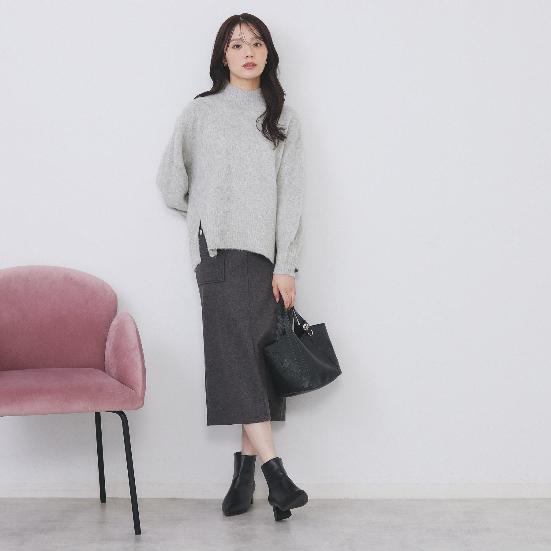 インデックス index ブライトフェザーハイネックパフニット【洗濯機可】 （グリーン(025)） グリーン(025)