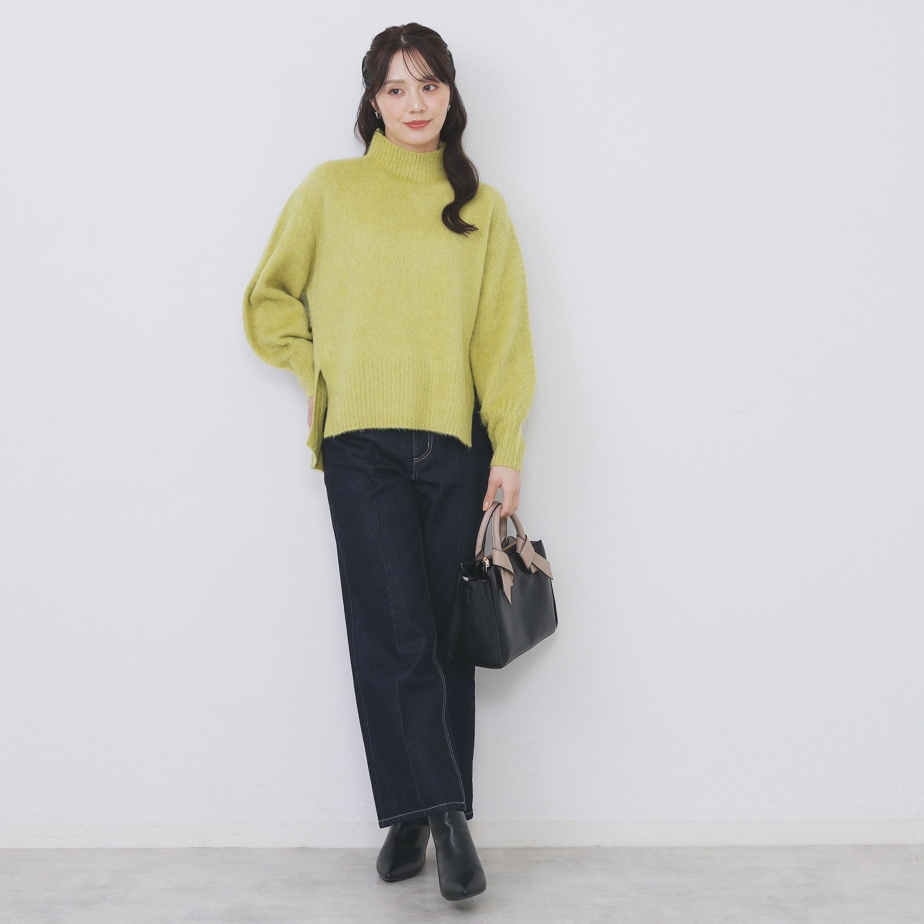 インデックス index ブライトフェザーハイネックパフニット【洗濯機可】 （グリーン(025)） グリーン(025)