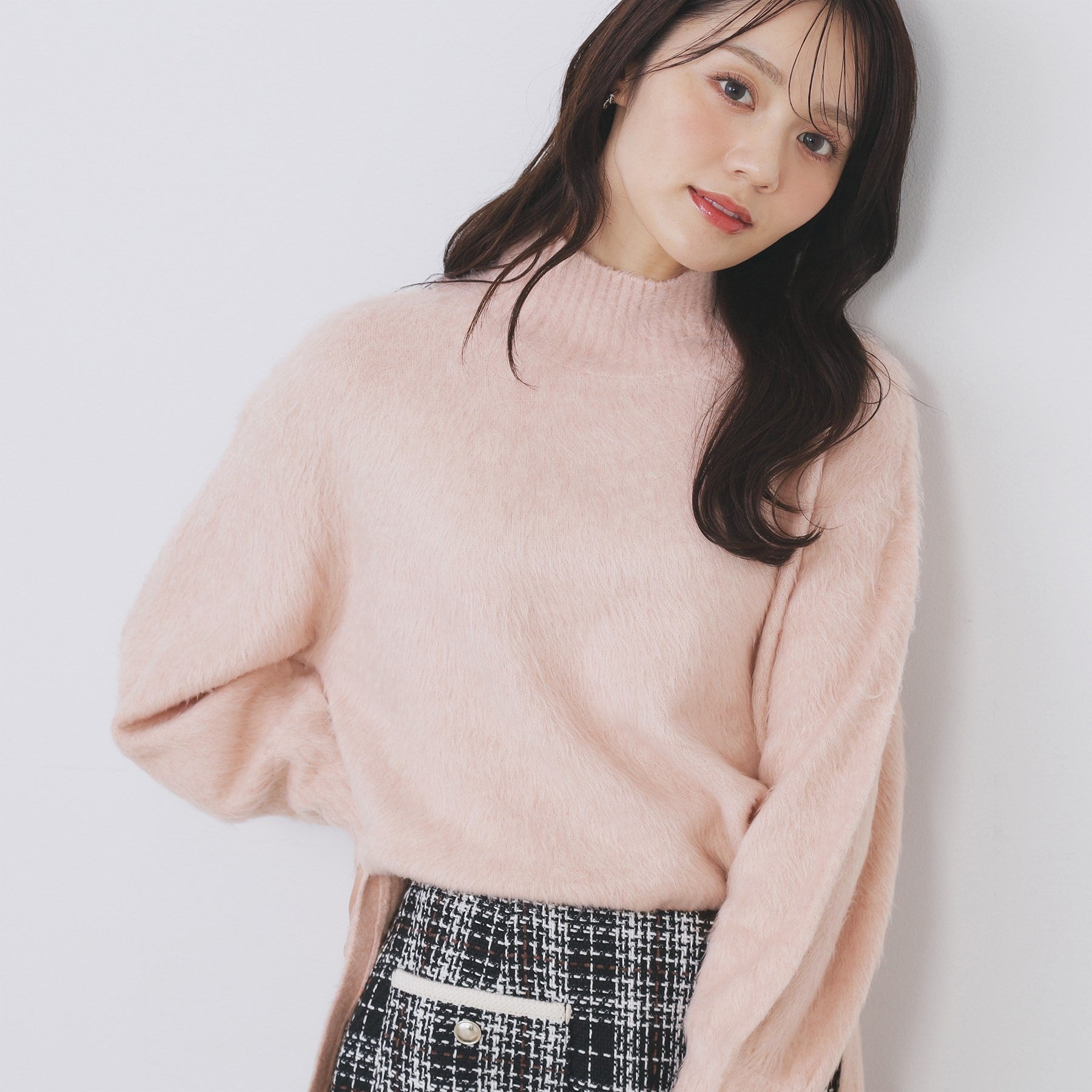 インデックス index ブライトフェザーハイネックパフニット【洗濯機可】 （ピンク(071)） ピンク(071)