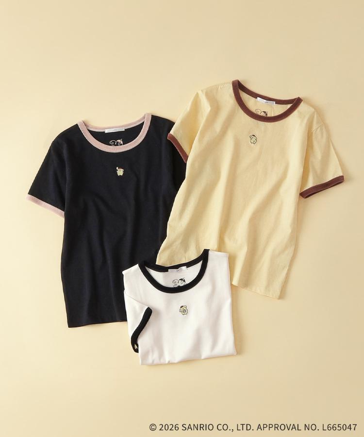 インデックス index ◆【ポムポムプリン】リンガーベロアTシャツ【洗濯機OK】 （オフホワイト(003)） オフホワイト(003)