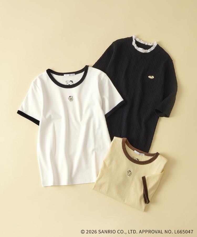 インデックス index ◆【ポムポムプリン】リンガーベロアTシャツ【洗濯機OK】 （オフホワイト(003)） オフホワイト(003)