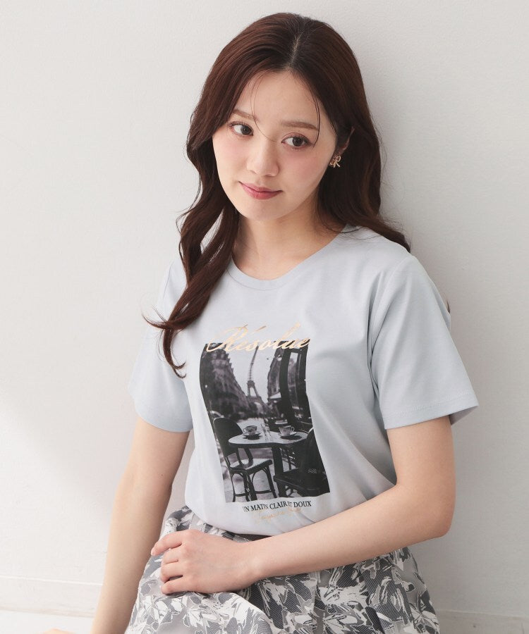 インデックス index 転写箔プリントTシャツ【洗濯機OK／接触冷感／UVケア】 （サックスブルー(090)） サックスブルー(090)