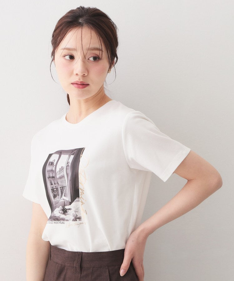 インデックス index 転写箔プリントTシャツ【洗濯機OK／接触冷感／UVケア】 （サックスブルー(090)） サックスブルー(090)